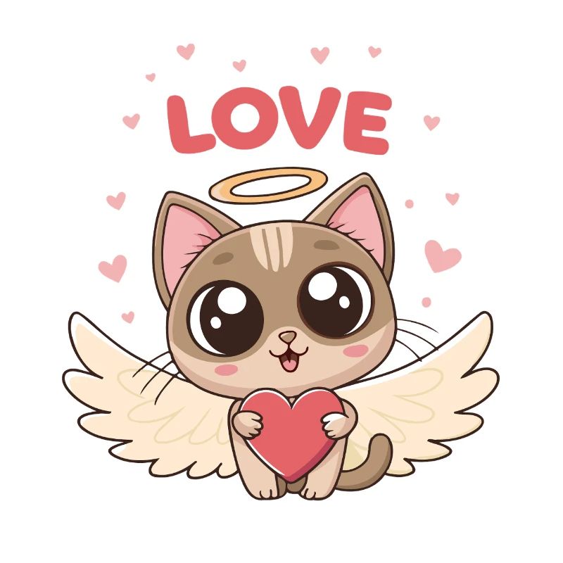 Geflügelte Katzenherz der Liebe