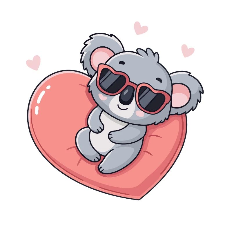 Kawaii-Koala mit rosa Herzbrille