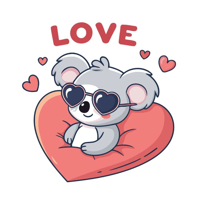 Koala-Liebe, Herz und Gläser