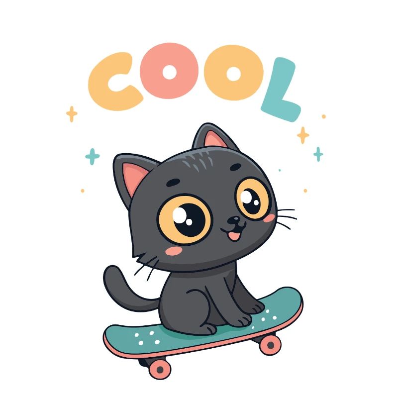 Pastell-Skateboard-Katze