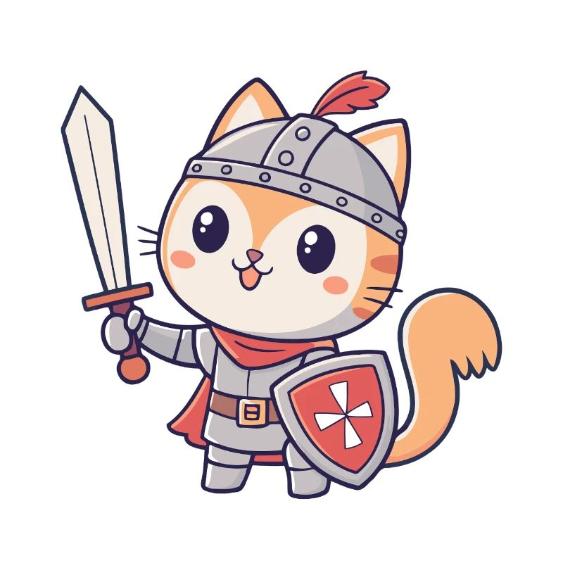Chat Chevalier Épée et Bouclier