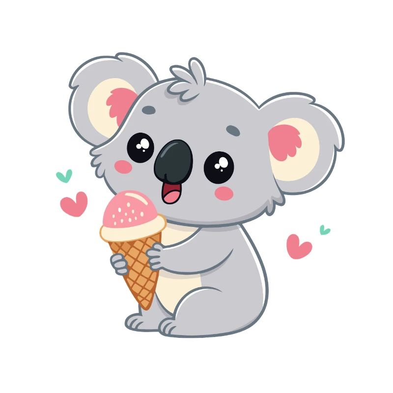 Pastell-Gourmet-Koala mit Eis
