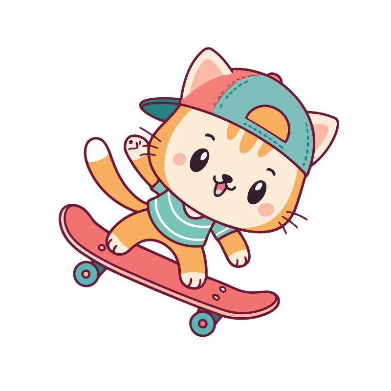 Katzen-Skateboard mit Kappe