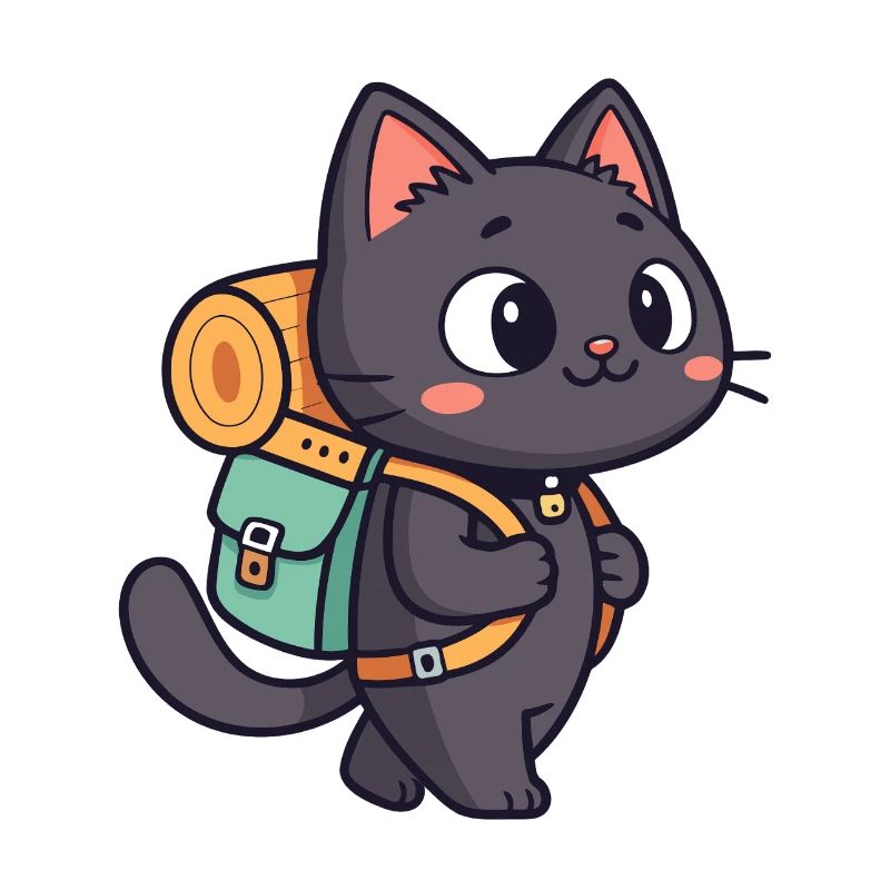 Wanderkatze mit Rucksack