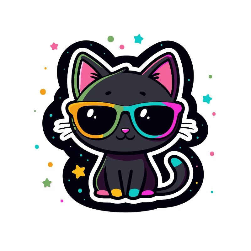 Schwarze Katzenregenbogenbrille