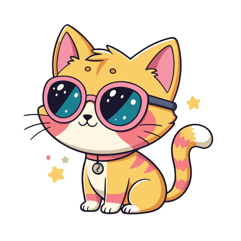 Kawaii-Katzen-Pastellrosa Brille