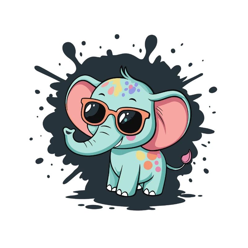 Pastell-Elefant mit bunten Brillen