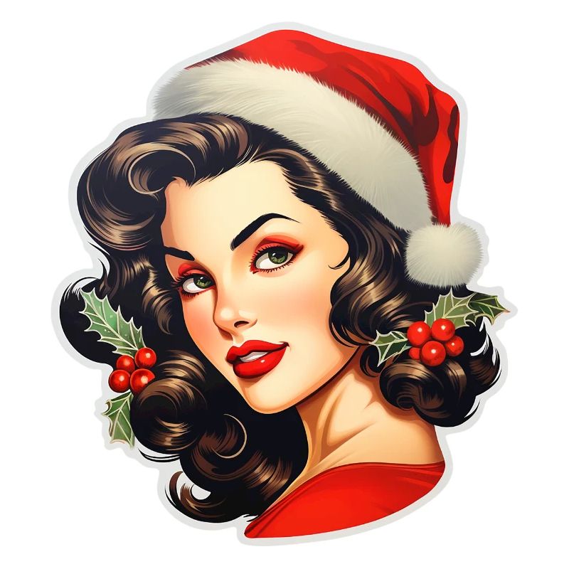 Frau mit Weihnachtsmütze