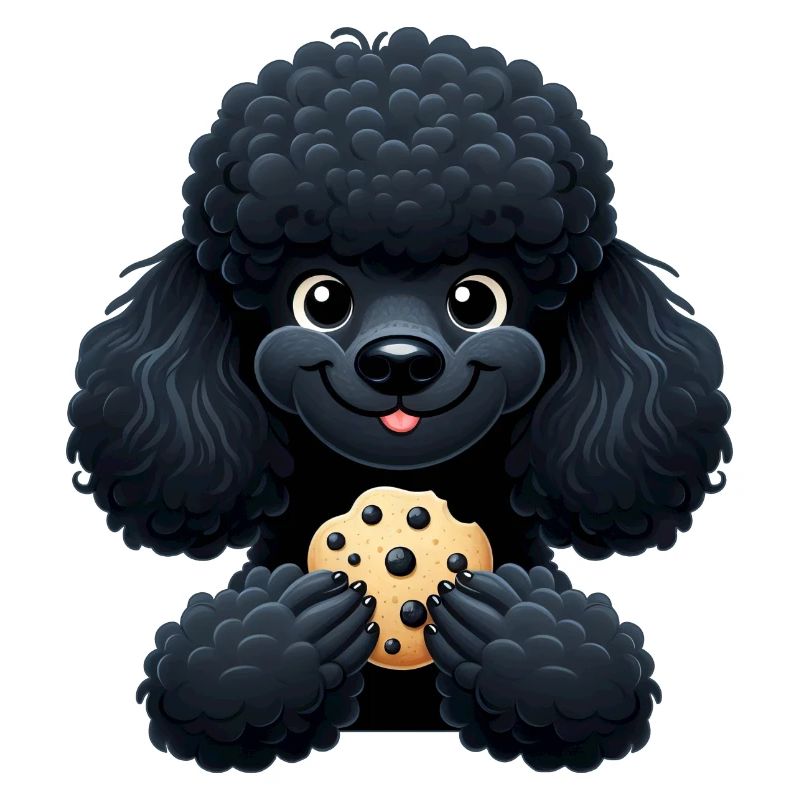 Caniche noir avec Biscuit Design mignon