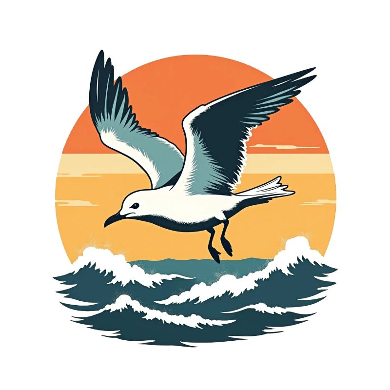 Seagull at sunset