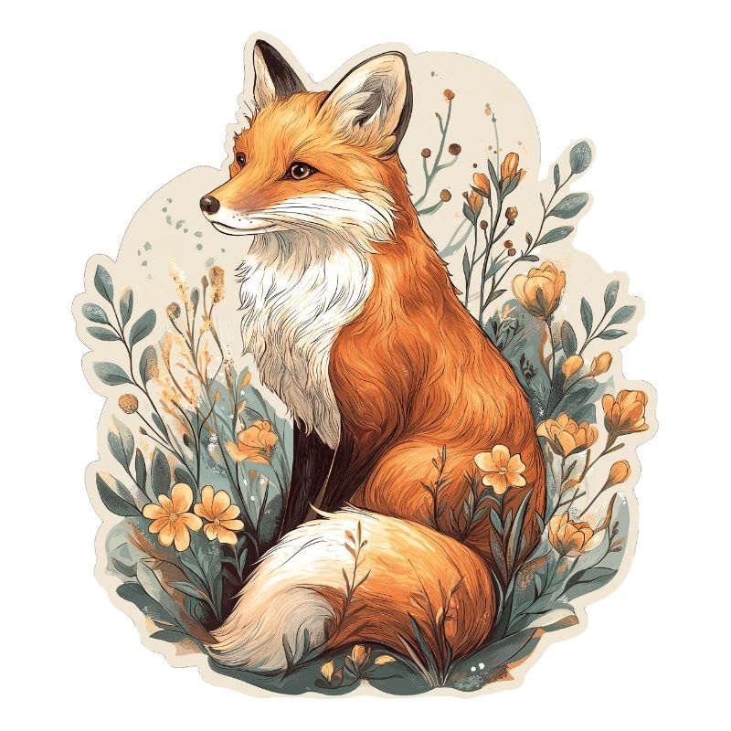 Fuchs mit Blumen