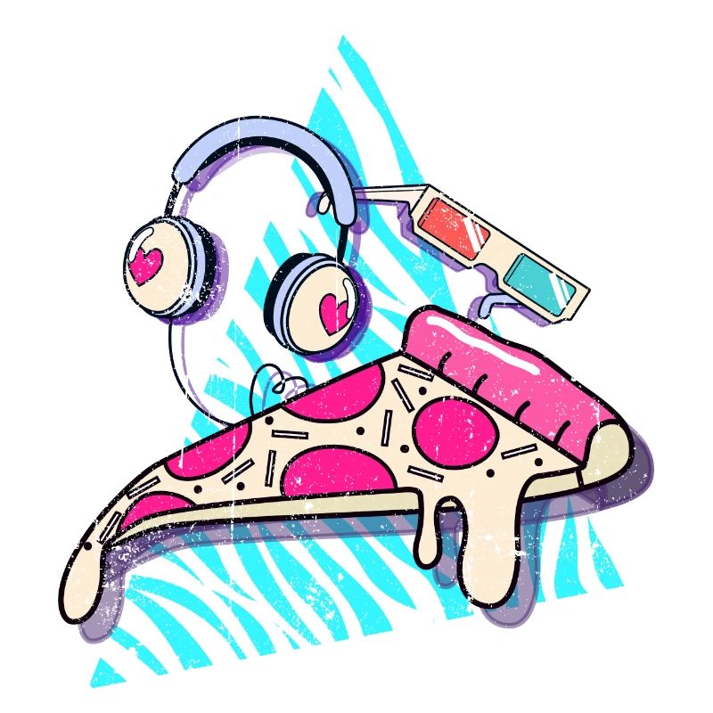 Schmelzende Pizza schlägt Kopfhörer