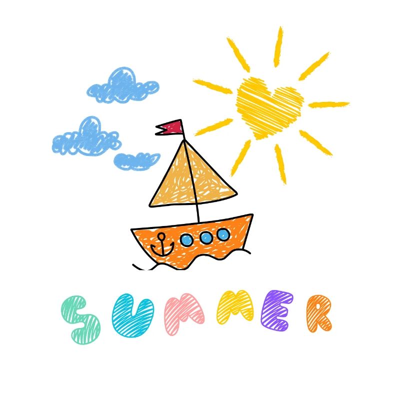 Sommerboot Kinderkunst Stil