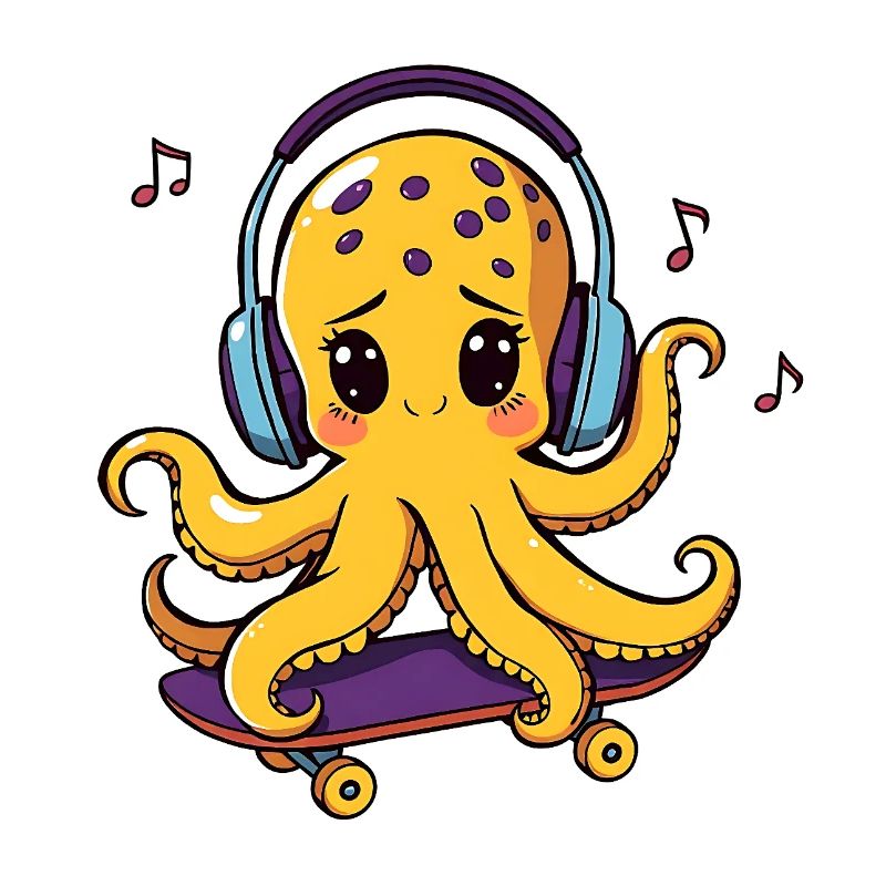 Oktopus-DJ auf Skateboard
