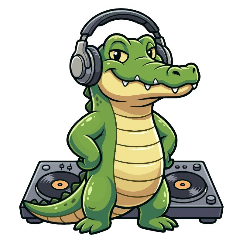 Kroko DJ mit Kopfhörern