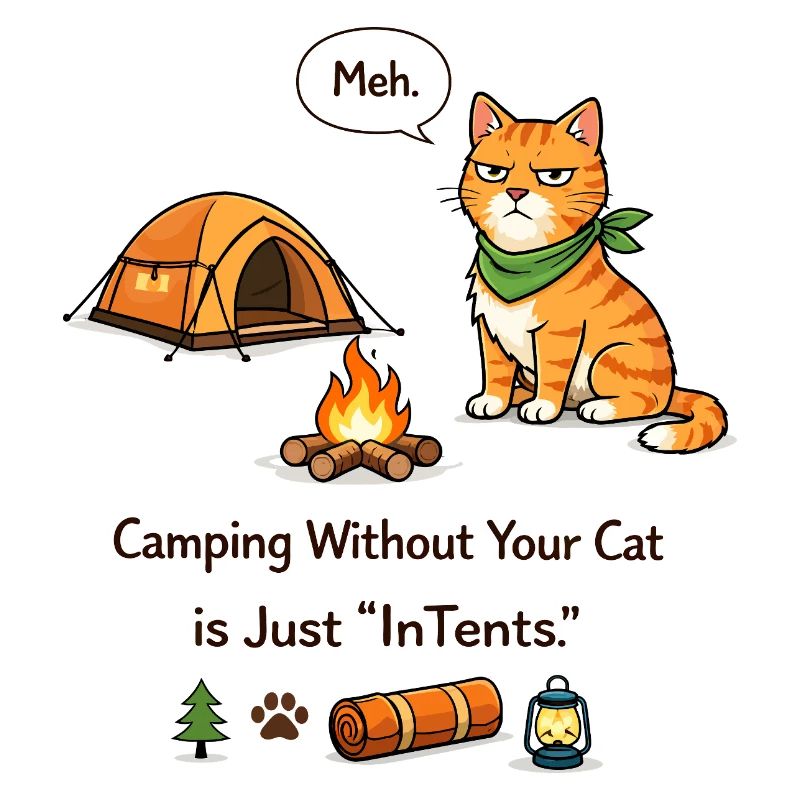 Zeltgebundenes Katzenlagerfeuer-Meme