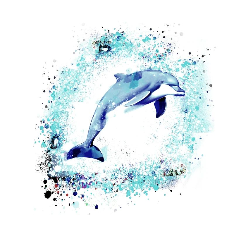 Delfin, graffiti, malerei,blau,fisch,