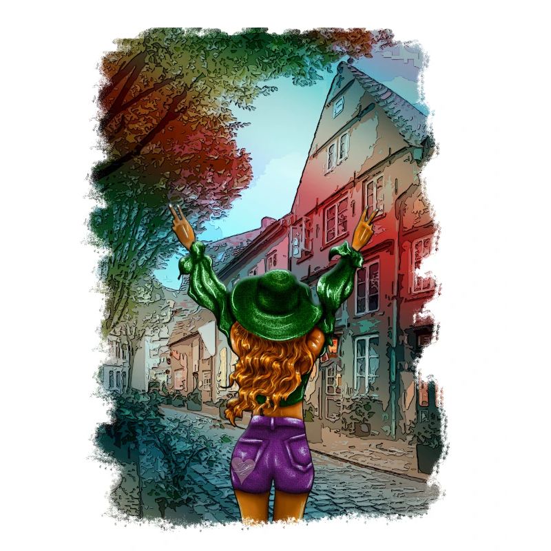 Frau Illustration Altstadt