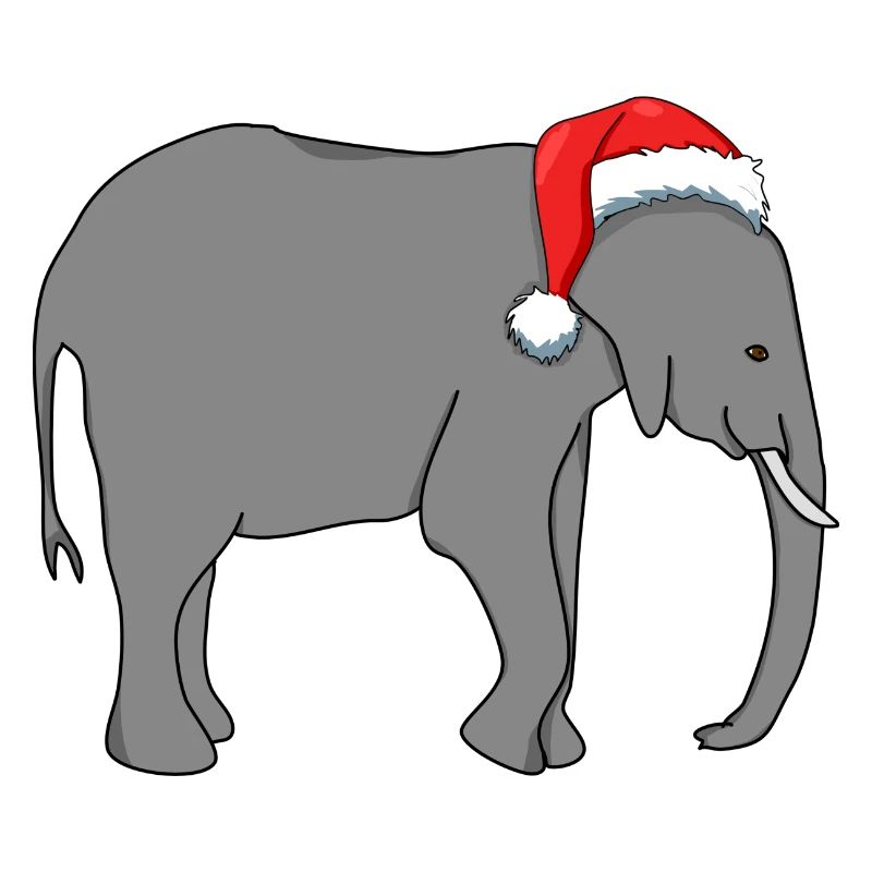 elefant mit weihnachtsmütze