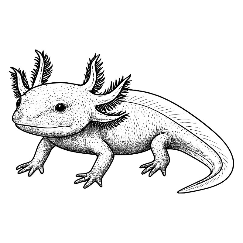 Axolotl Linienstil – schwarz