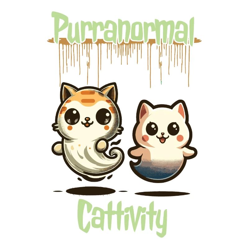 Funny Halloween Outfit with Cute Ghosts Cats