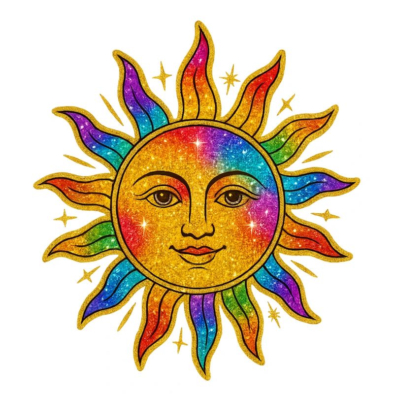 Sonne im Regenbogen-Glitzer