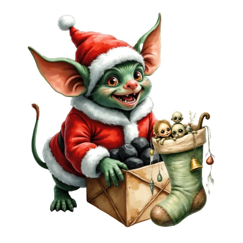 Grüner Weihnachtself mit Sack