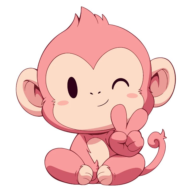 Kleiner Pinker Affe Peace