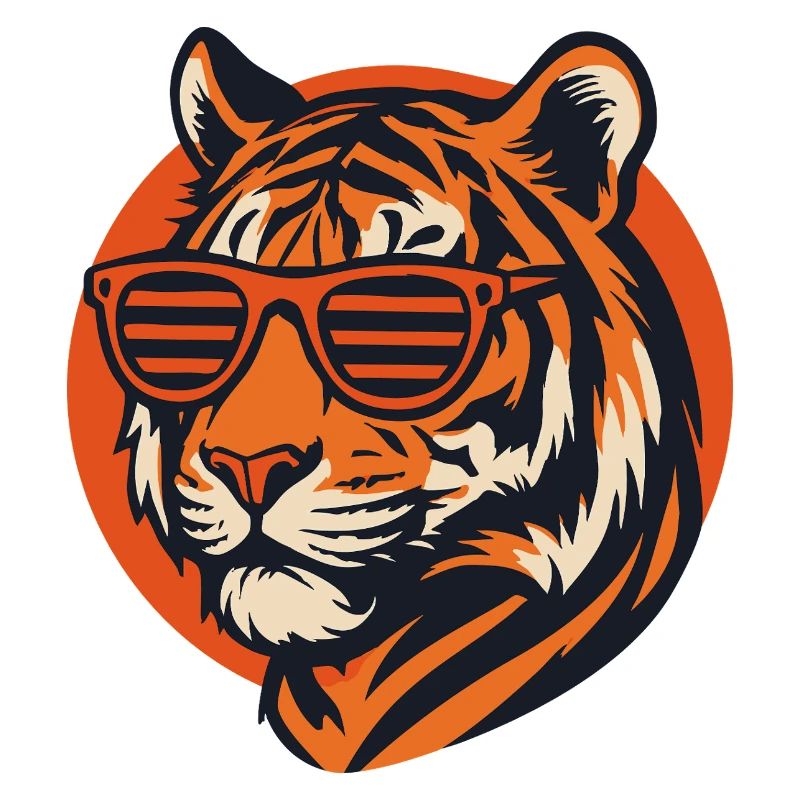 Tiger mit Retro Sonnenbrille