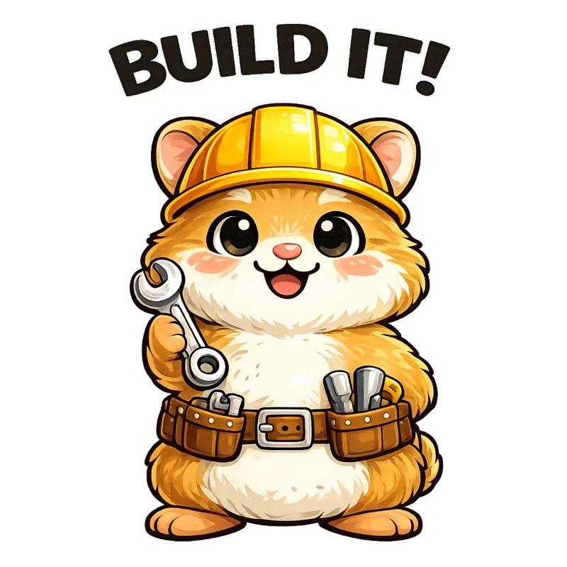 Baukatze: Bauhelm und Werkzeug