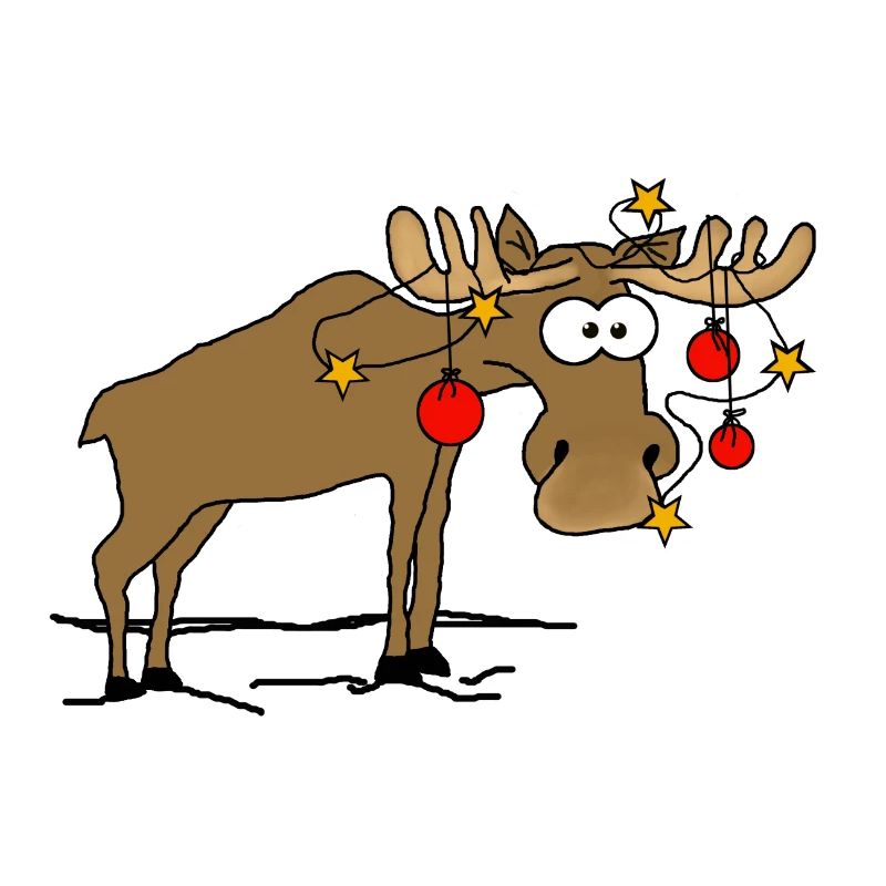 Elch mit Weihnachtsschmuck