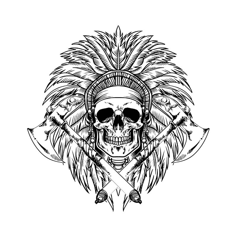 Native American Skull Axe Indigène