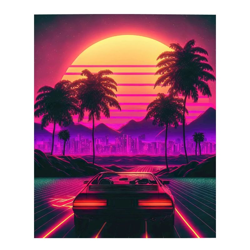 Retro Ride: Auf den Synthwave-Wellen der Sonne