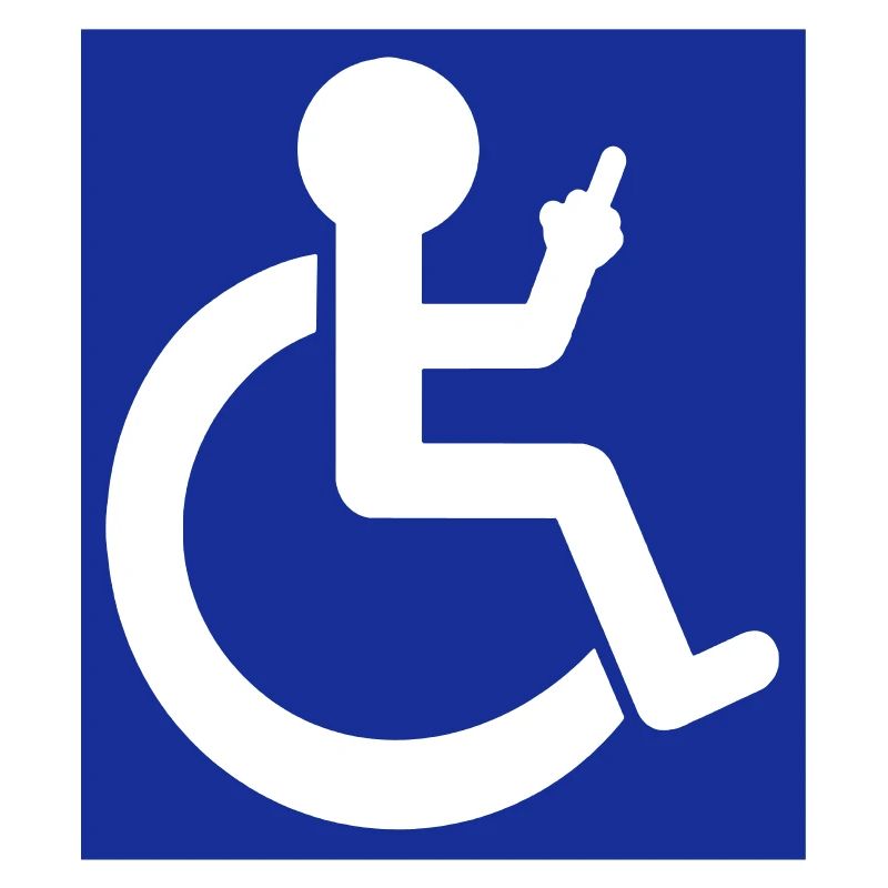 Rollstuhl-Symbol mit Mittelfinger #