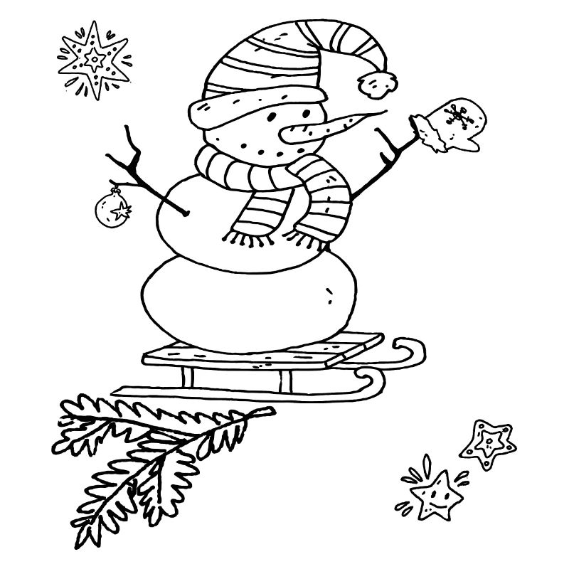 Schneemann mit Schlitten Weihnachten