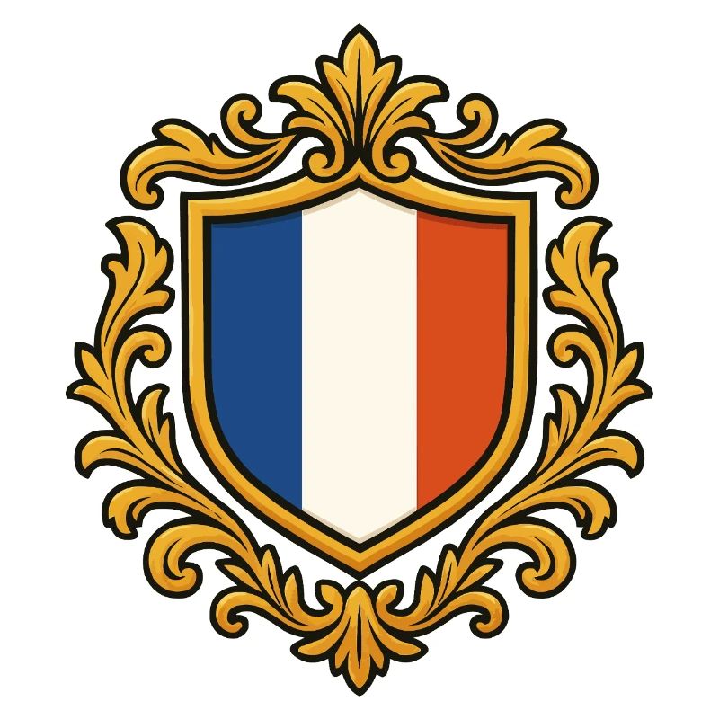 Französisches Wappen im Barockrahmen
