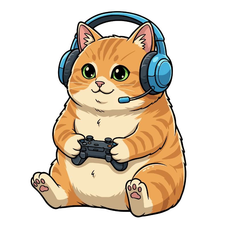 Gamer Katze mit Headset