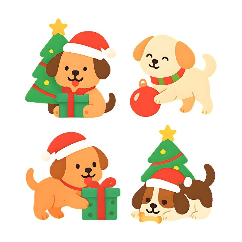 Weihnachtshunde mit Geschenken
