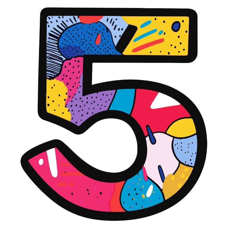 5 Zahl Bunt