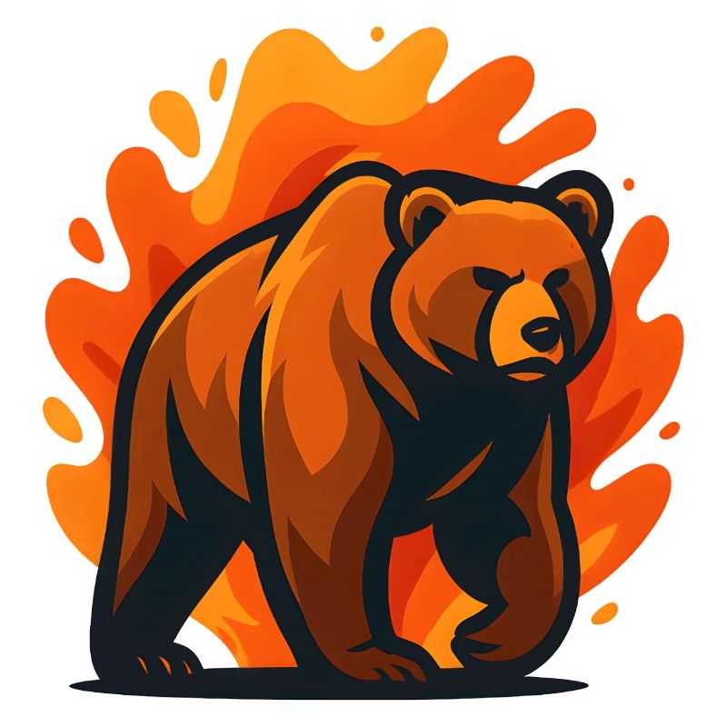 Brennender Bär in Flammen