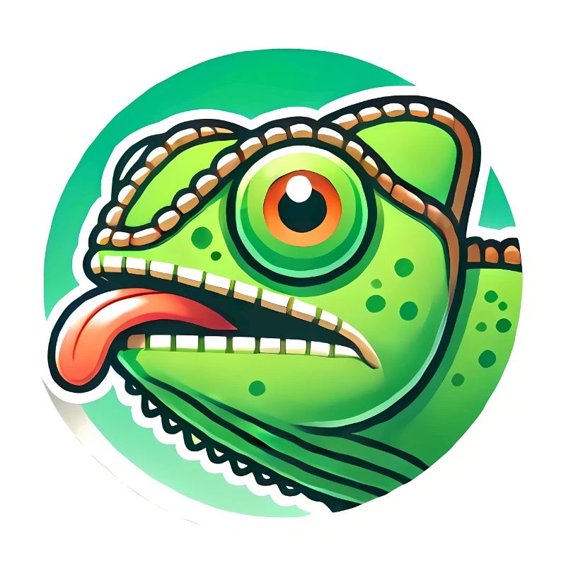 Skurriles Chamäleon-Power-Badge-Design