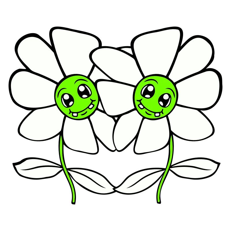 Zwei Hübsche Schöne Blümchen Blumen Blüten Freunde