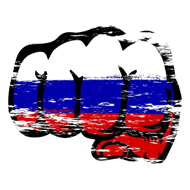 Drapeau de la Russie main poing utilisé