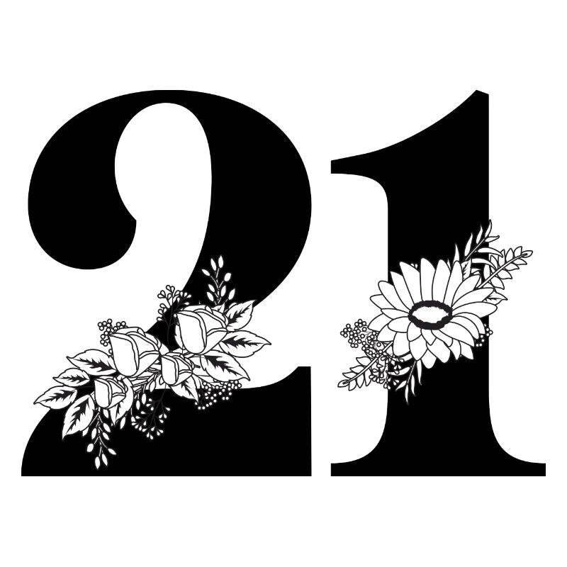 Nummer 21 Schwarze Blumen - 21. Blumengeburtstag