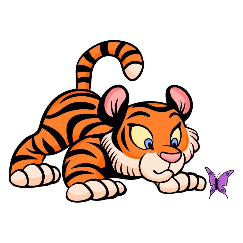 Baby-Tiger mit Schmetterling