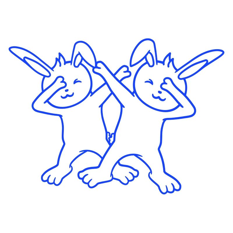 2 lapins Dabbing Dab Danse Pose Danse Soirée Célébrations