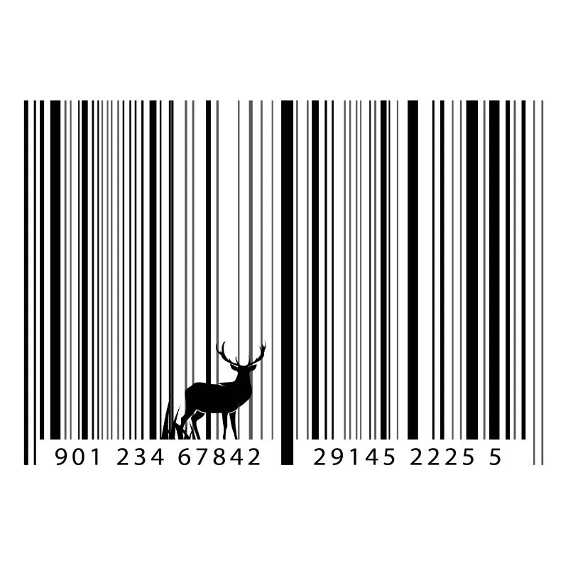 Barcode as a forest with a deer