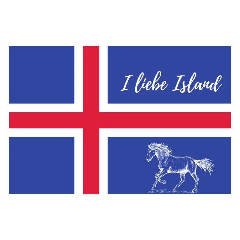Islandflagge mit islandpferd