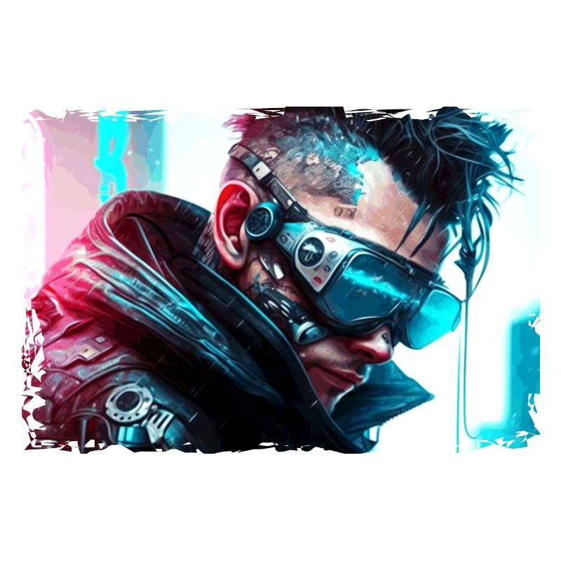 Cyber Soldat oder Punk in Neon Sci-Fi Manier