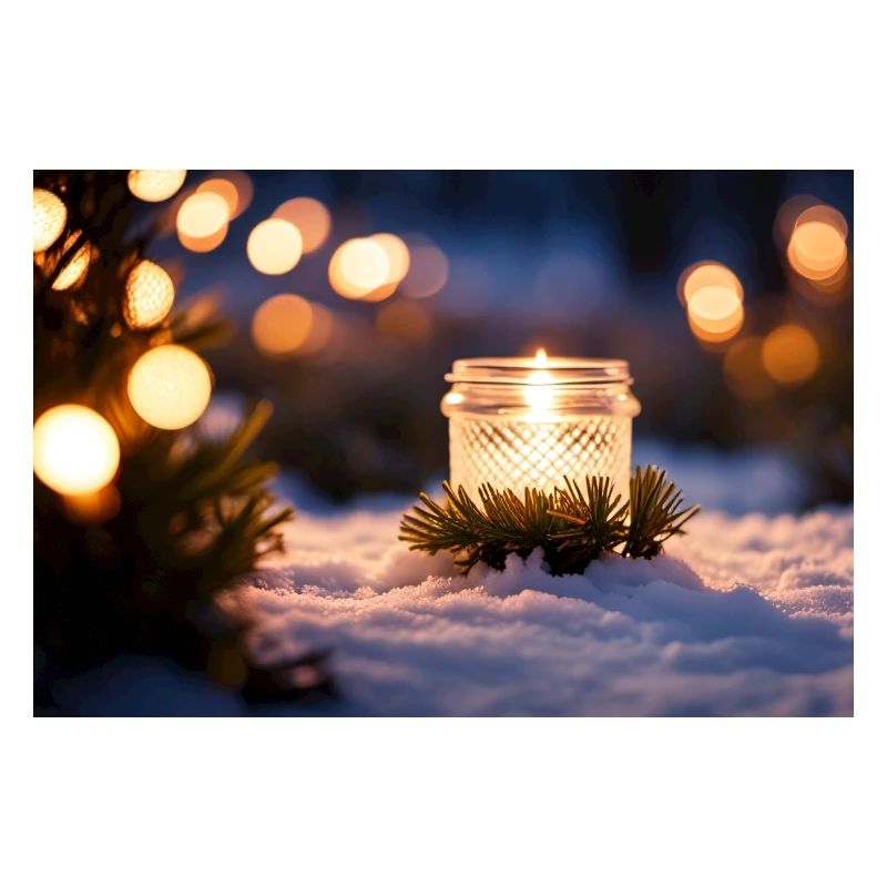 Glaskerze im Schnee